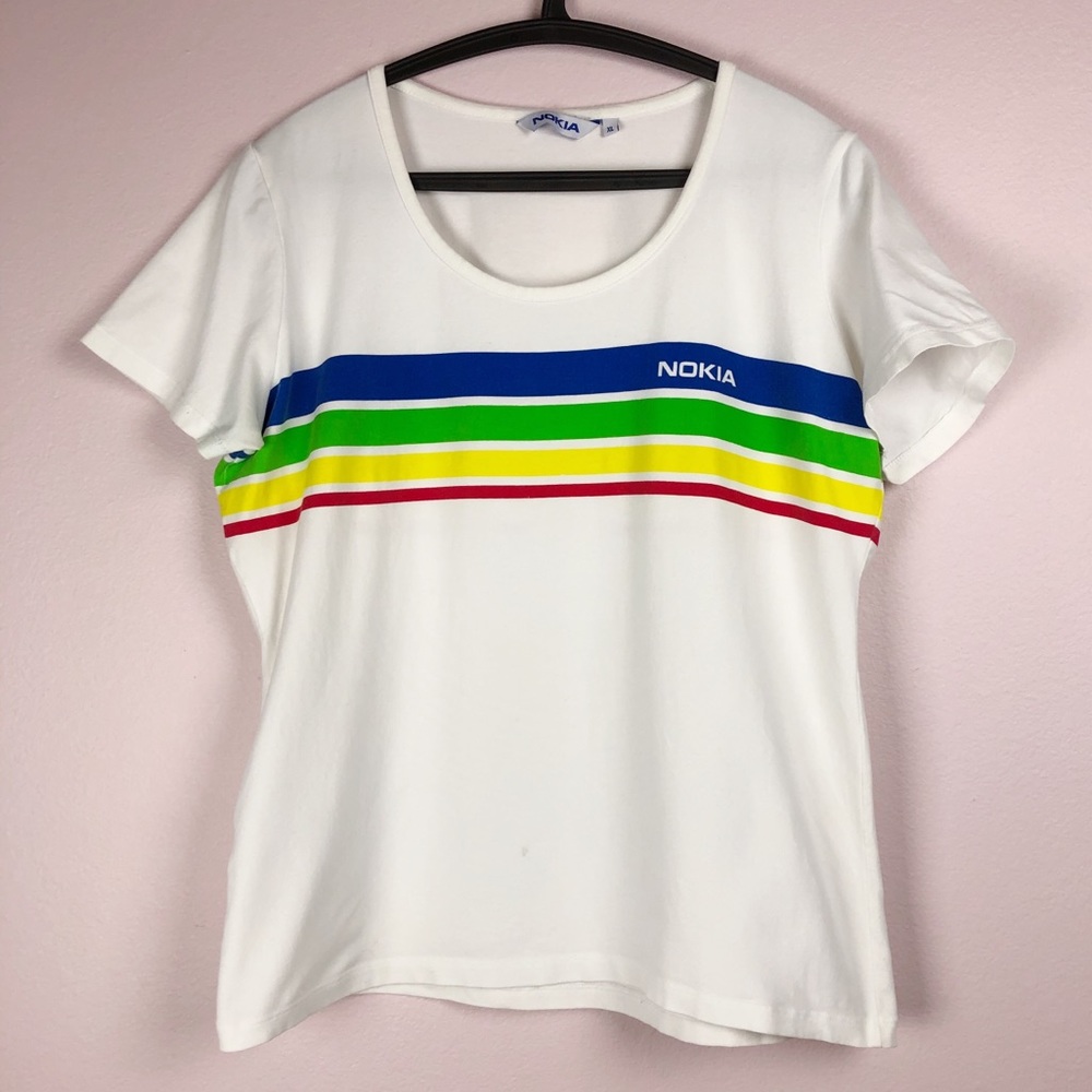 Vintage Nokie Phone Striped Stretch Shirt